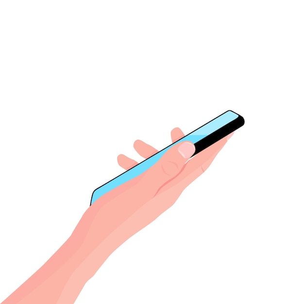 mobile phone in the hand woman holds black smartphone finger touching screen online education