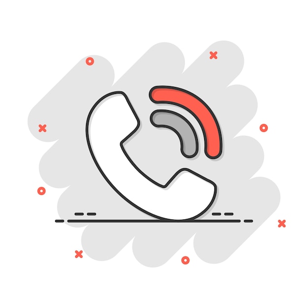 Mobile phone icon in comic style Telephone talk cartoon vector illustration on white isolated background Hotline contact splash effect business concept