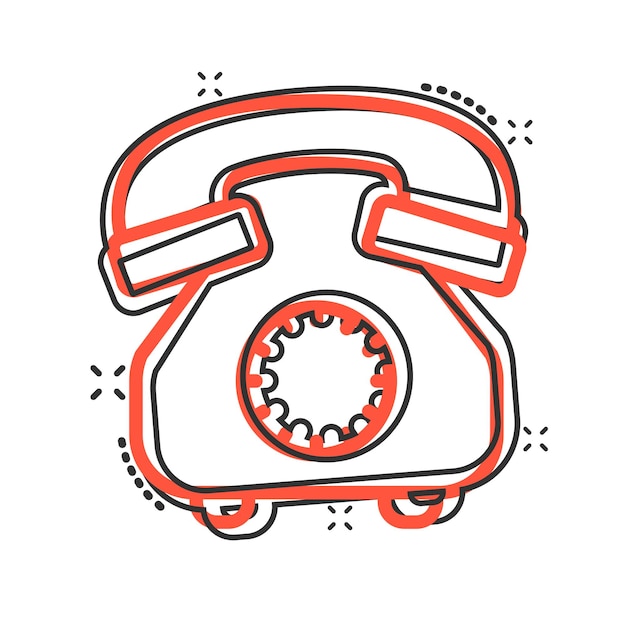 Vector mobile phone icon in comic style telephone talk cartoon vector illustration on white isolated background hotline contact splash effect business concept