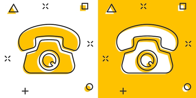 Mobile phone icon in comic style Telephone talk cartoon vector illustration on white isolated background Hotline contact splash effect business concept