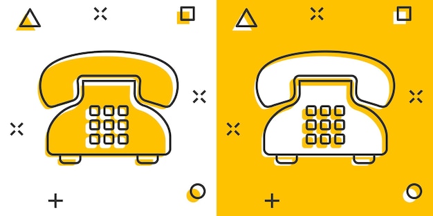 Mobile phone icon in comic style Telephone talk cartoon vector illustration on white isolated background Hotline contact splash effect business concept