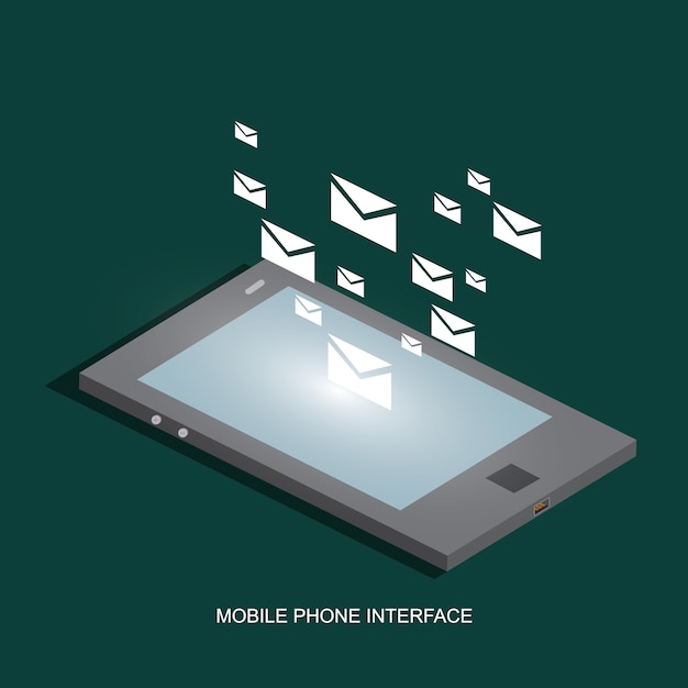 Mobile phone interface isometric concept