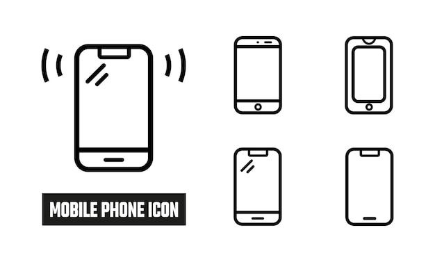 携帯電話の線形アイコン シンボル ベクトル 黒い輪郭 携帯電話のアイコン