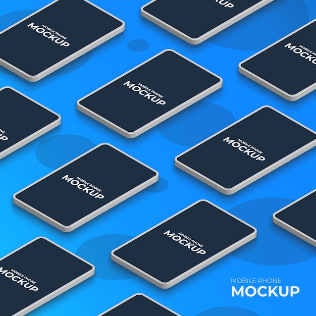 Vector mobile phone mockup 3d isometric