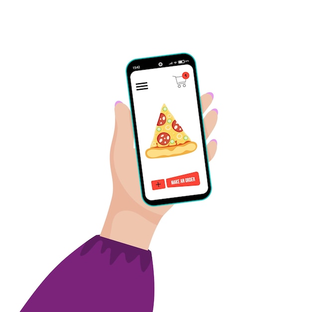 Mobile phone pizza right hand