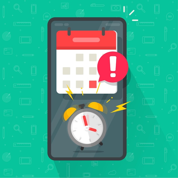 Mobile phone reminder with important due date deadline online app in calendar organizer message