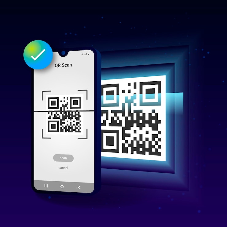 Vector mobile phone scanning qr code