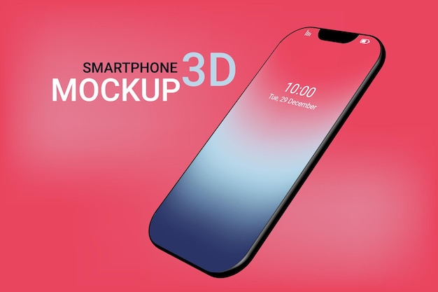 Mobile phone screen 3d mockup template. Smartphone 3d mockup isolated