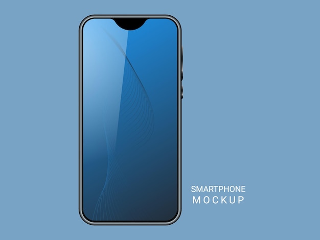 Mobile phone screen mockup template. Smartphone mockup isolated on blue background