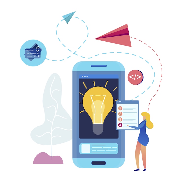 Vector mobile phone screen technology idea illustration