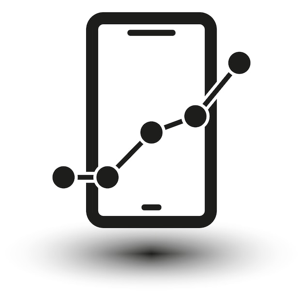 スマートフォンの画面で金融チャートとグラフを表示した携帯電話画面