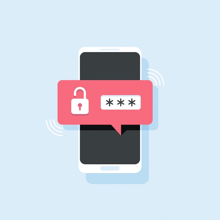 Vector mobile phone unlocked notification button
