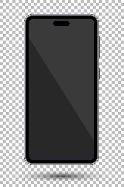 Mobile phone with black screen vector telephone illustration on transaprent background