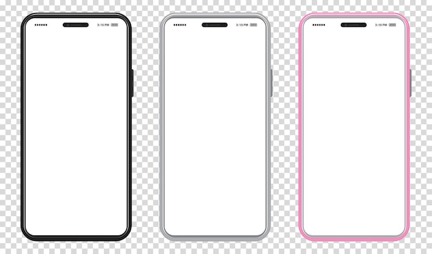 Vettore mobile phone con black silver e pink color design vector mockup di smartphone