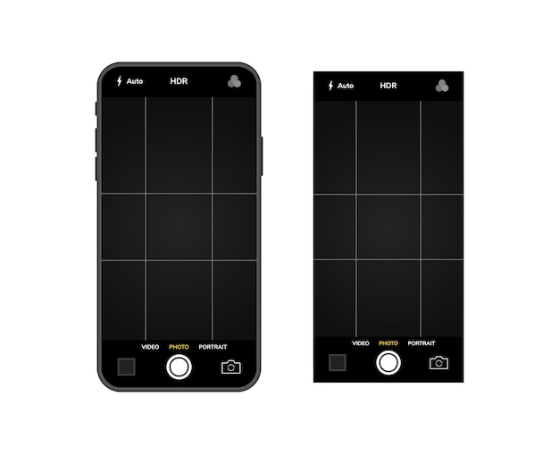 Mobile phone with camera interface Mobile app application Photo and video screen Vector illustration graphic design