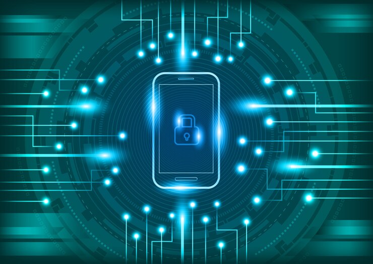 Vector mobile phone with digital security concept