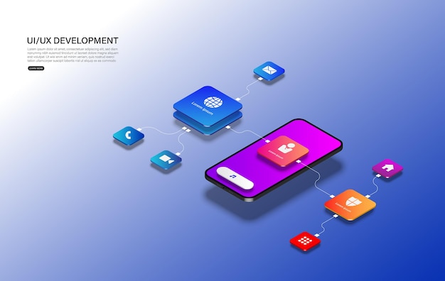 Mobile phone with a disassembled interface. user experience, user interface in e-commerce. website wireframe for mobile apps