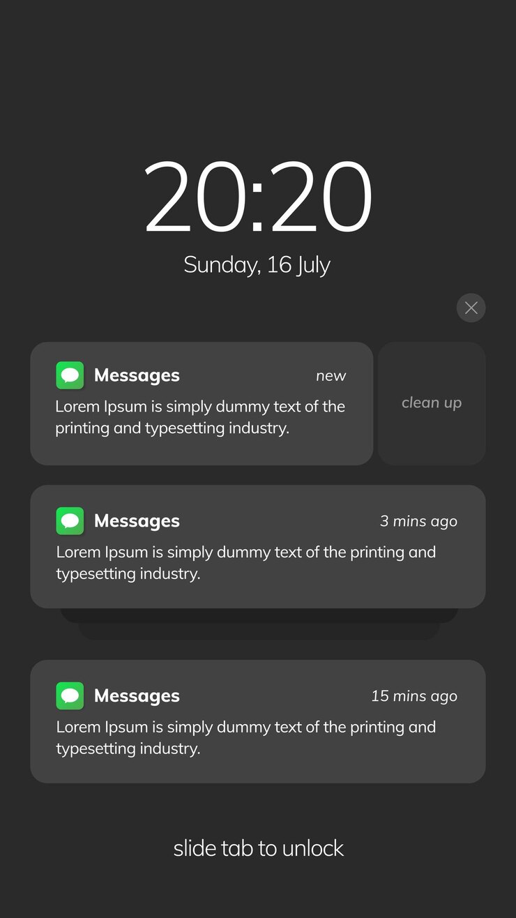 푸시 알림 또는 SMS 메시지가 포함된 휴대폰 스마트폰 휴대폰