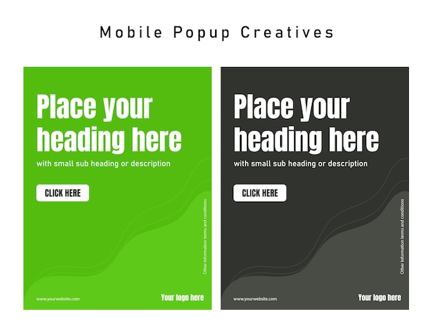 Vector mobile popup creatives green and dark green