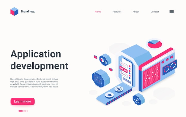 Mobile programming isometric landing page