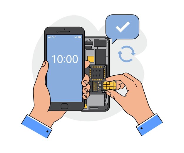 mobile repair hands fixing a phone vector illustration