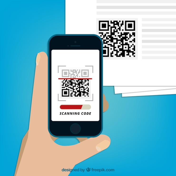Vector  mobile scanning qr code background