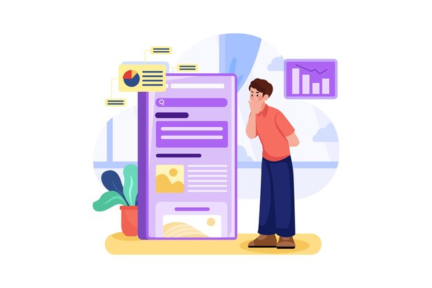 mobile seo illustration concept on white background