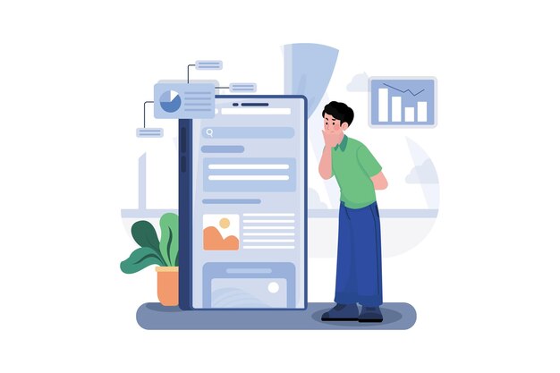 mobile seo illustration concept on white background