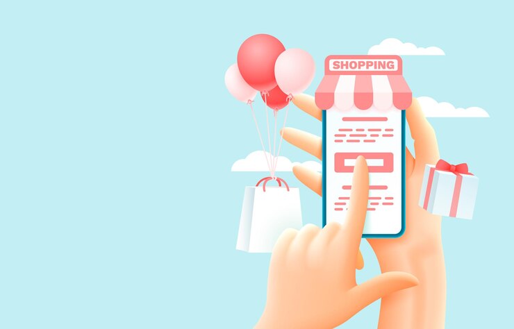 Vector mobile shopping service smartphone mobile screen technology mobile display vector