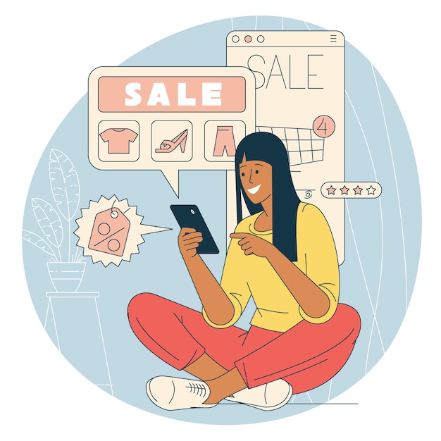 Mobile shopping vector concept