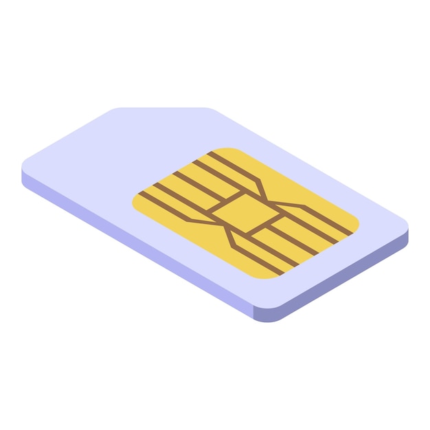 Vector mobile sim card icon isometric of mobile sim card vector icon for web design isolated on white background