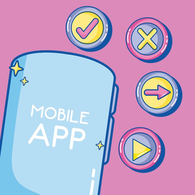 Vector mobile smartphone applications cartoon symbols