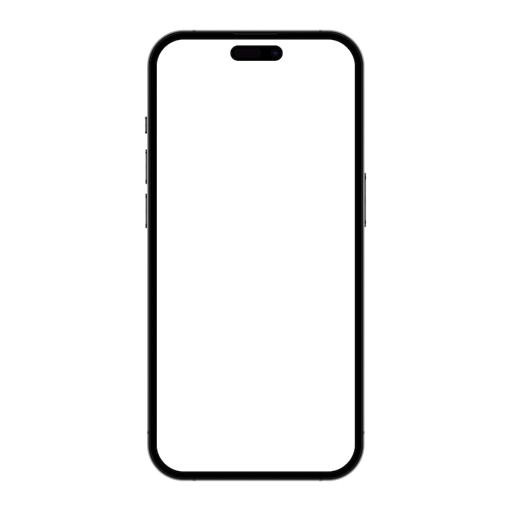 空白の画面と白い背景で隔離のモバイルスマートフォン電話モックアップ