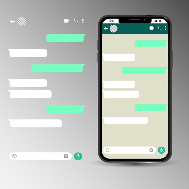 Vector mobile smartphone with chat phone mockup isolated