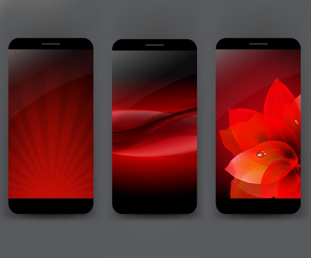 Vector mobile smartphones template with flower and line