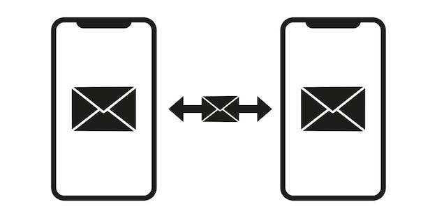 Мобильный значок вектора передачи sms. Дизайн иконок смс. Векторная иллюстрация