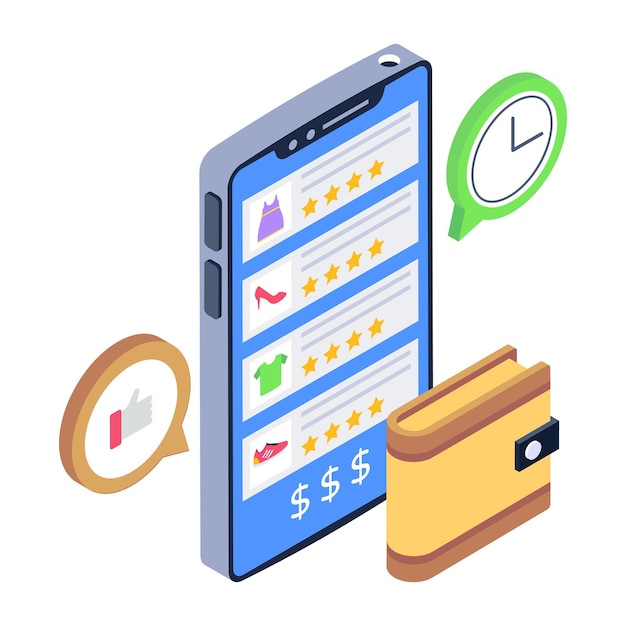 A mobile store app isometric icon