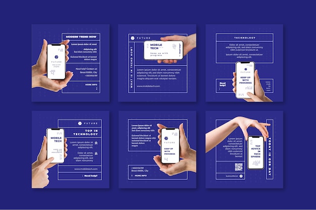 Vettore post di instagram di tecnologia mobile