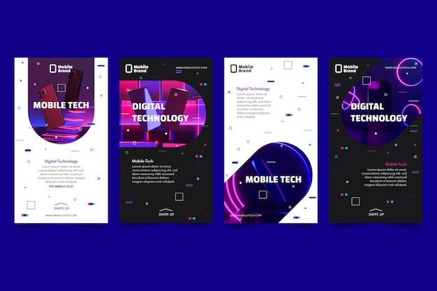 Set di storie di instagram di tecnologia mobile