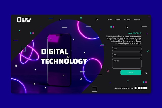 Vector mobile tech landing page template