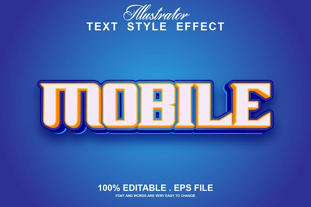 Vector mobile text effect editable