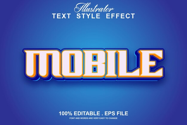 Vector mobile text effect editable