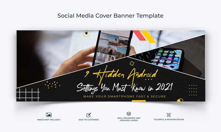 Vector mobile tips facebook cover banner template