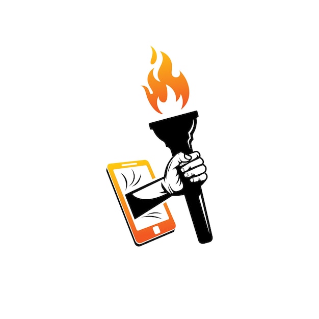 Mobile torch flame logo template design