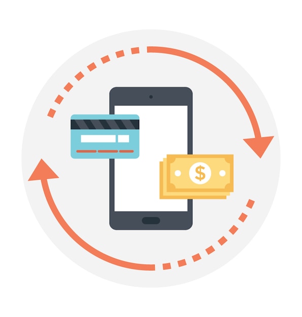 Mobile transaction flat illustration