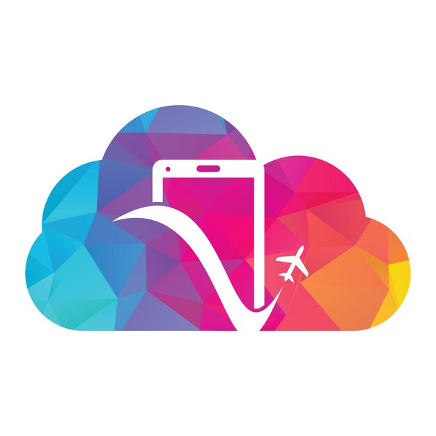 Vector mobile travel cloud shape concept logo design template