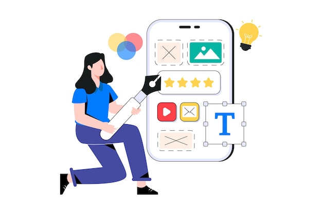 모바일 UI 디자인 플랫 스타일 디자인 벡터 일러스트 레이 션. 재고 일러스트