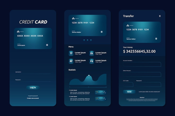 Vector mobile ui e courses set