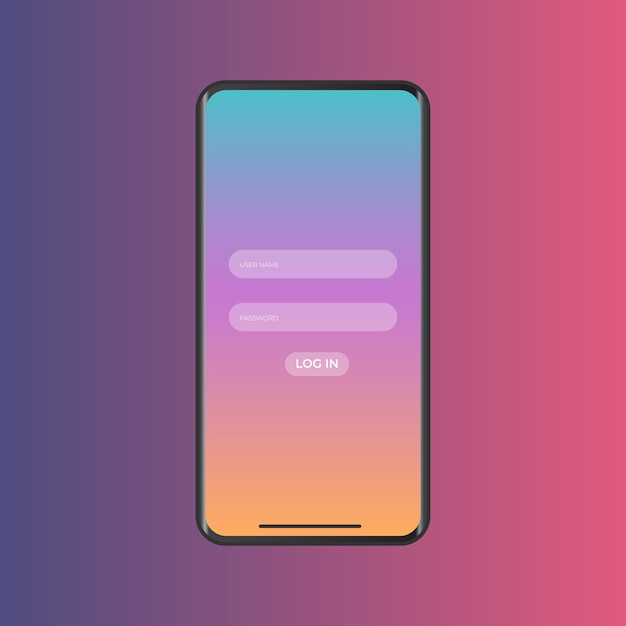 Vector mobile ui login page with gradient background