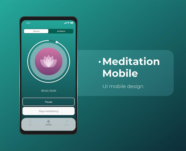 Mobile UI UX Template Mockup Wireframe Meditatie App Concept